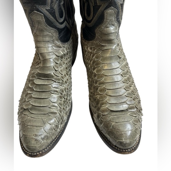 J Chisholm Snakeskin Leather Python Cowboy Boots Men's Sz 10 EE Leather Lined - Picture 5 of 16